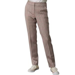 Boden British Check Plaid Tapered Leg Mid Rise Cotton Blend Workwear Trouser 12L